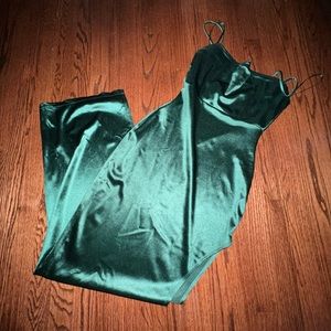 Windsor long emerald green satin dress